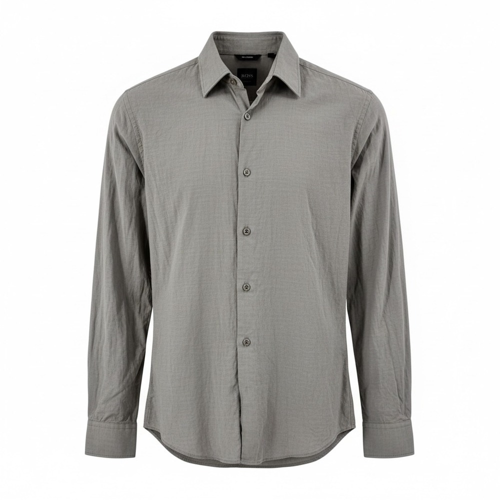 BOSS Hugo Boss Slim Fit Long Sleeve Button Down Shirt Gray Size S - Picture 1 of 10